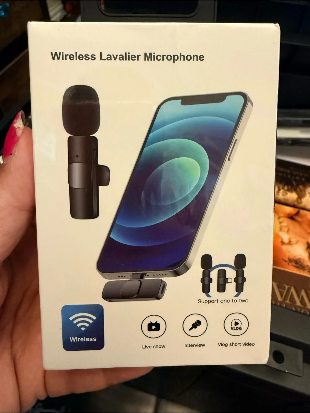 Wireless Lavalier Microphone Clip-on for Smartphones - Black